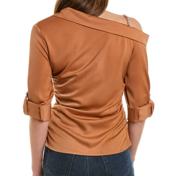 City Sleek Rust Off Shoulder Top - Picture 2 of 3
